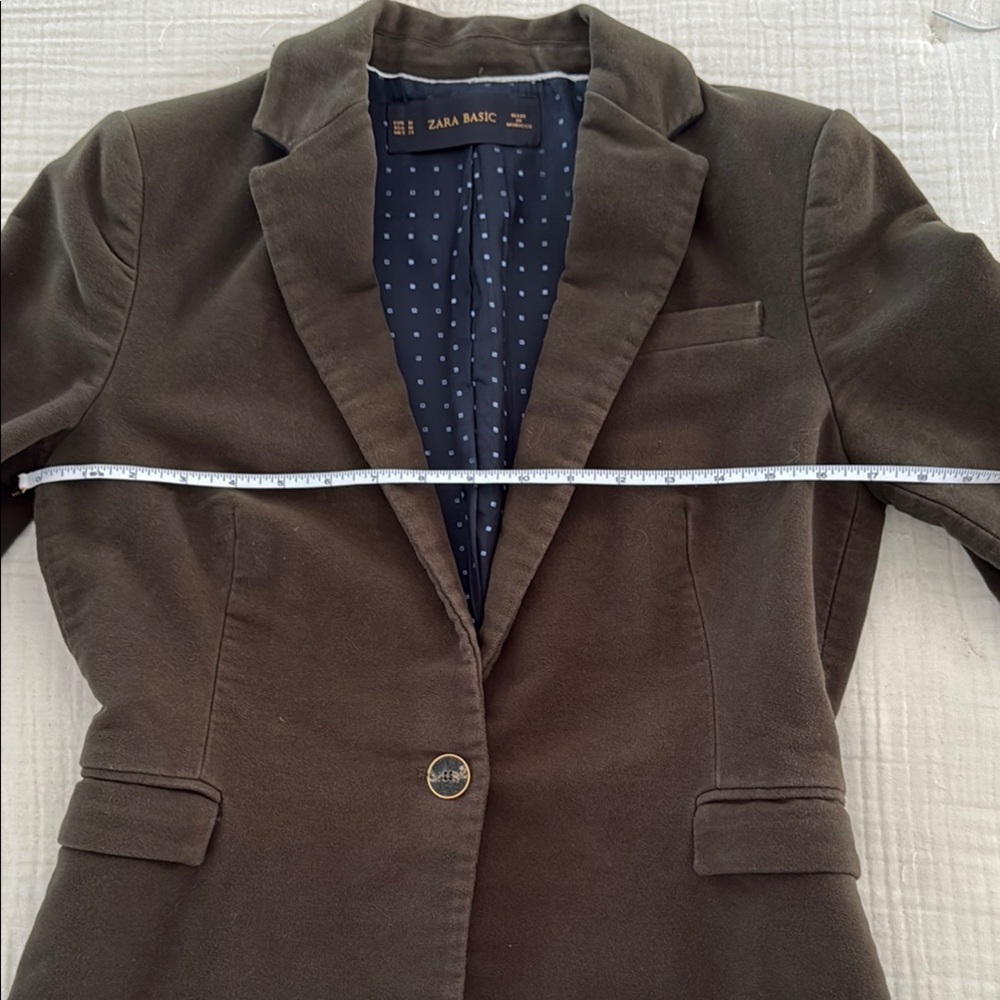 Zara Basic Forest Green Velour Blazer - image 7
